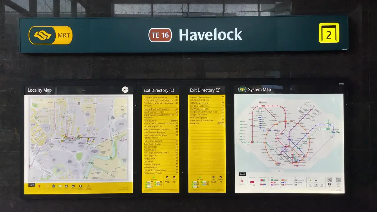 Label of map directory of the newest Havelock MRT Station in Singapore