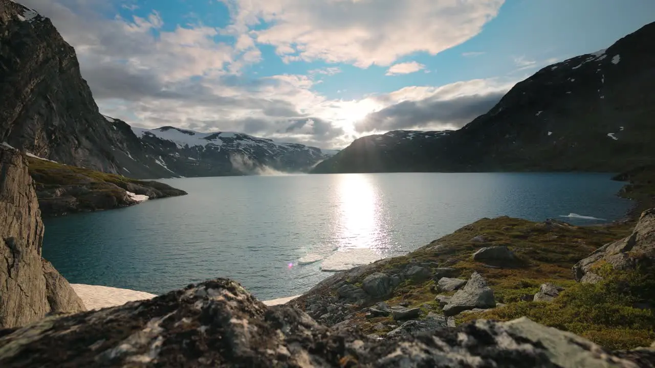 Sunset against the backdrop of the Norwegian mountains Beautiful Nature Norway natural landscape