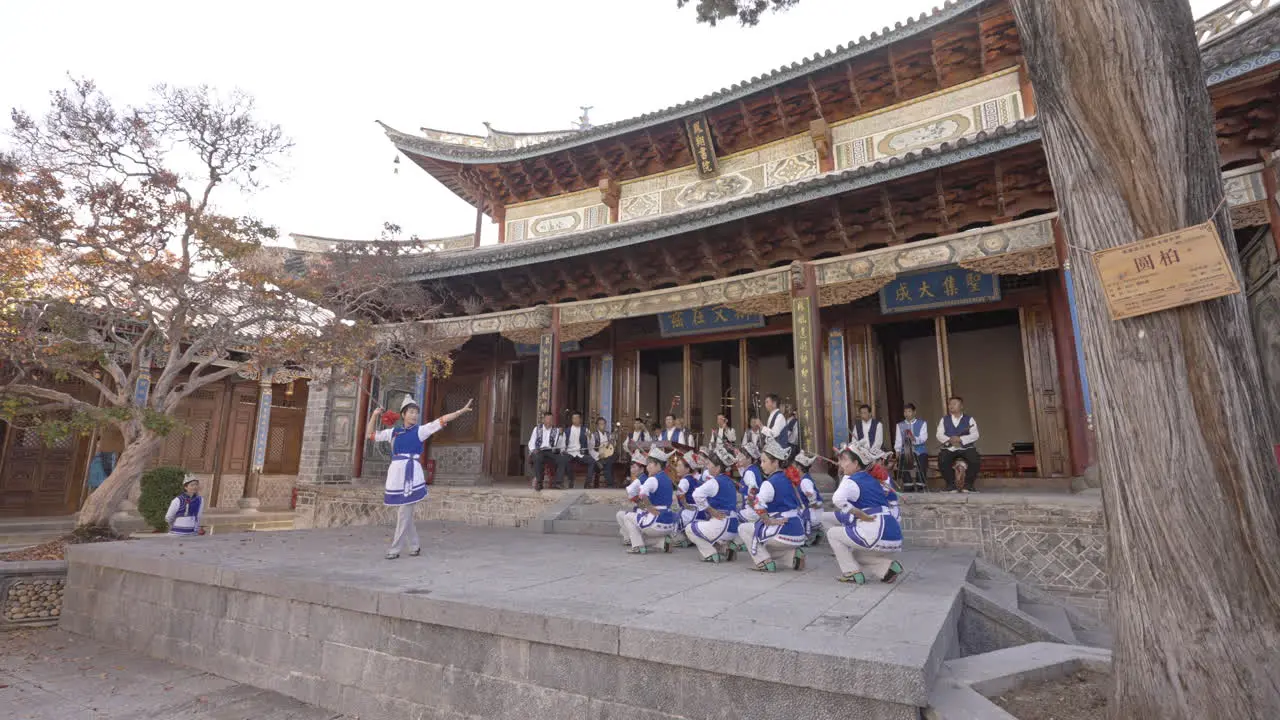 Bai Ethnic Group Performing Traditional Song and Dance in Yunnan China