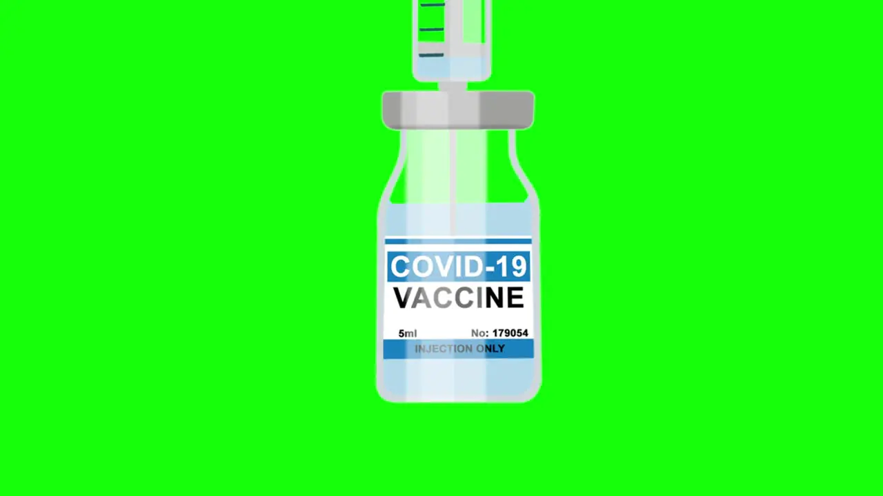 Animation of a syringe filling with Covid vaccine on green screen