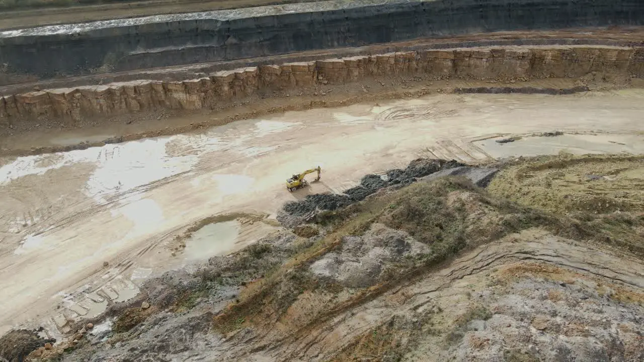 Open cast mine UK Done footage digger shows scale of mine located near Stamford