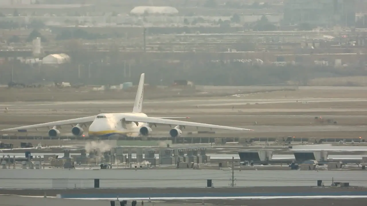 Antonov An-124 Ruslan transport aircraft taxiing in airport