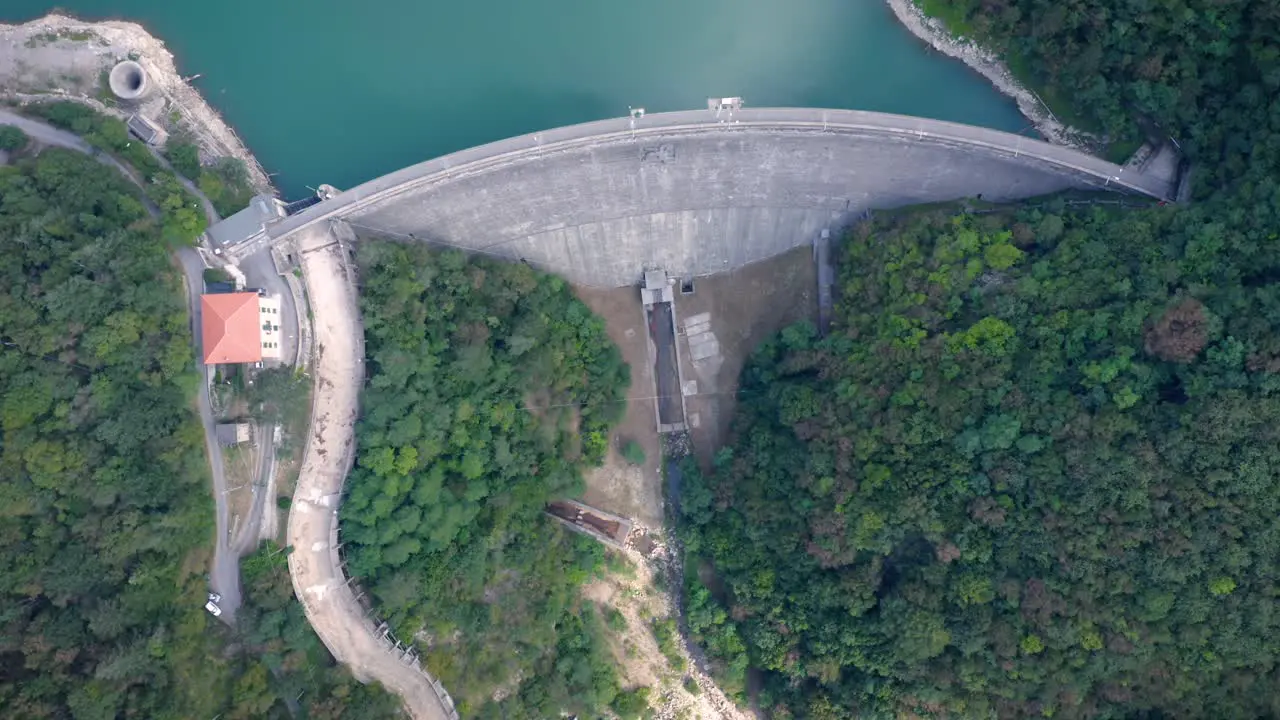 top down drone shot reveal an artificial lake near Genova Liguria Italy