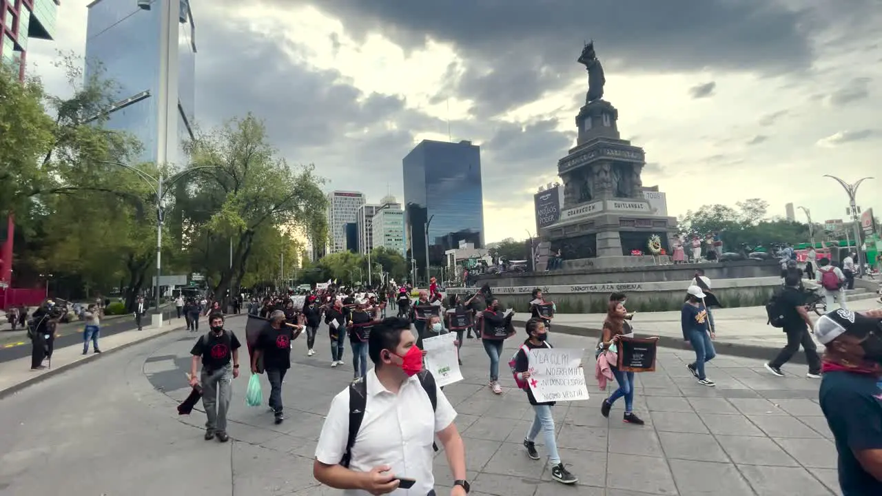 frontal shot of student strike in Mexico city