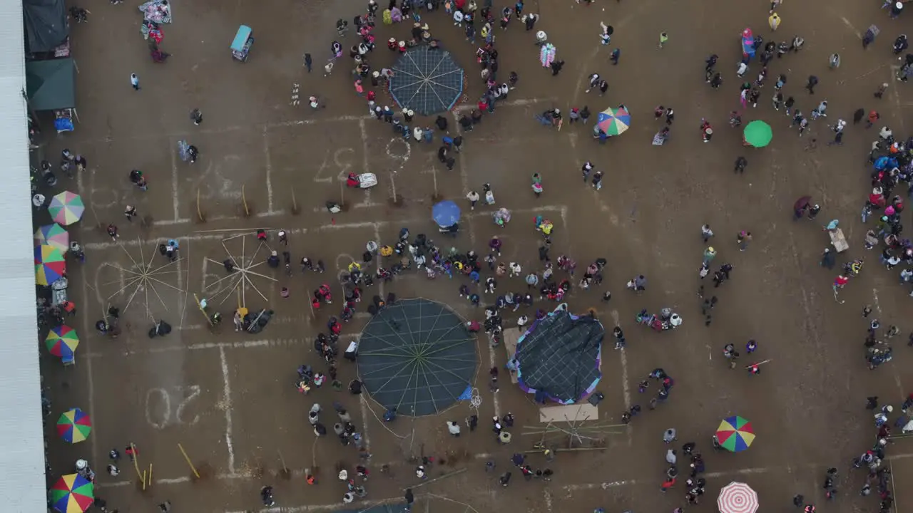 Flying above all Saint's Day In Sumpango during cloudy day aerial