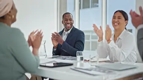 Success black man or applause of business people