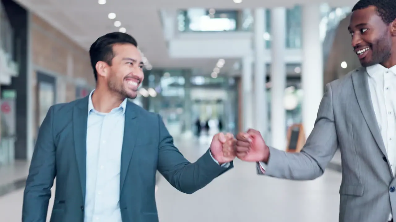 Handshake walking or happy business people fist