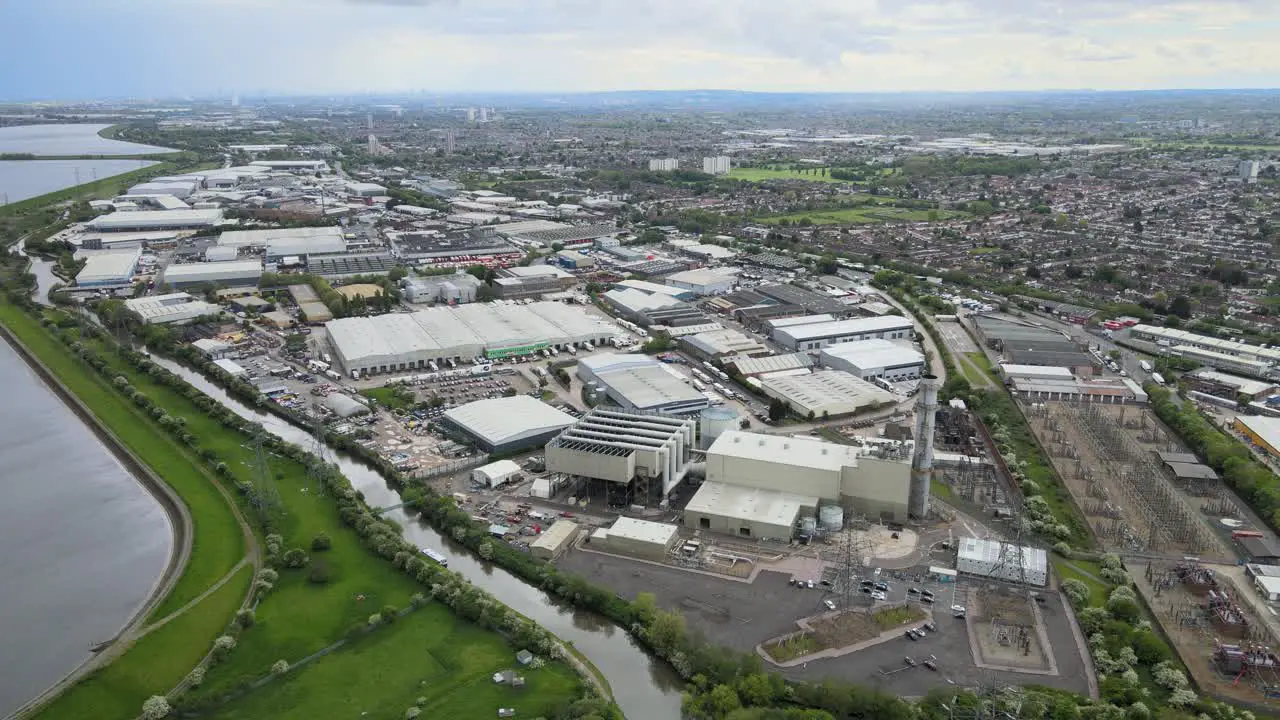 Brimsdown Enfield industrial estate Lea Valley UK drone footage