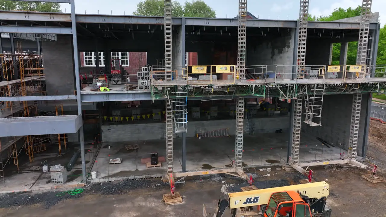 Aerial rising shot of construction site