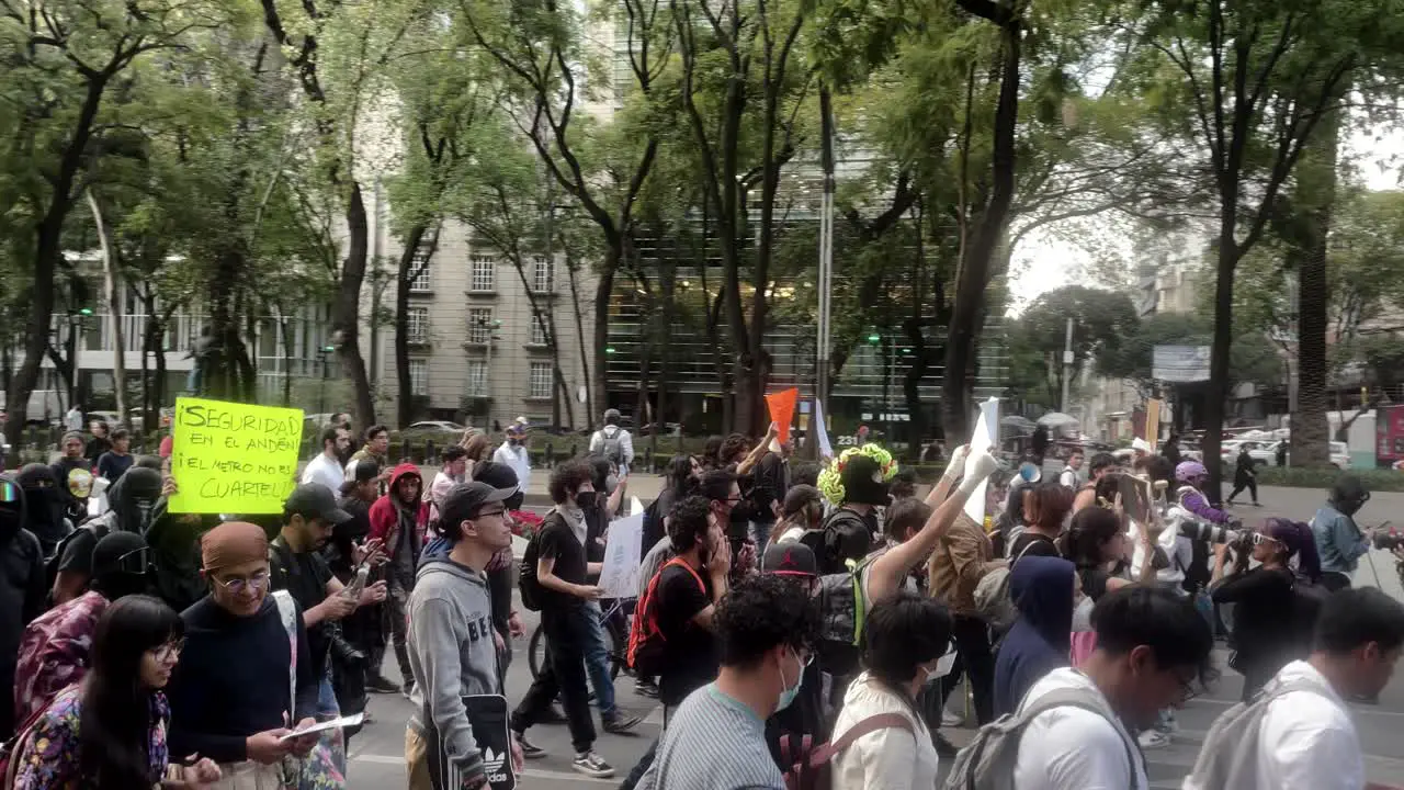 shot of a social protest in mexico city during midday