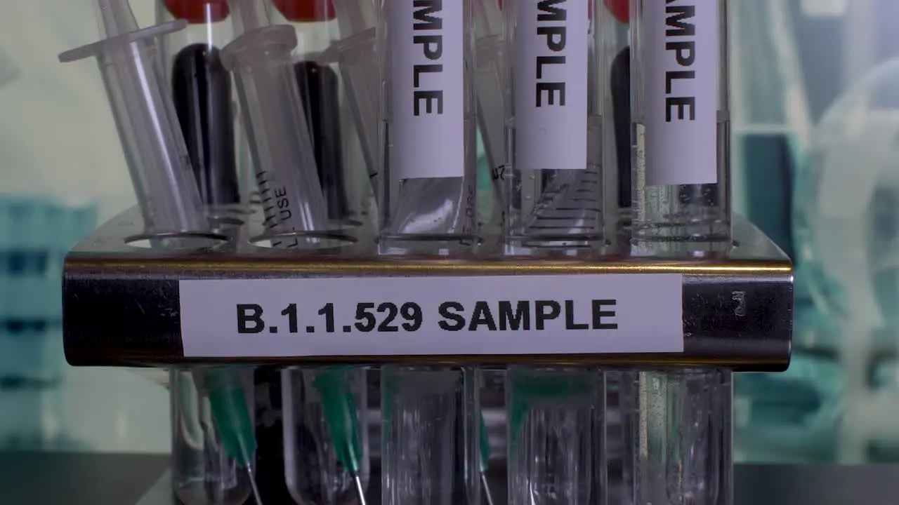 A close look on a metal test tube rack labeled with B