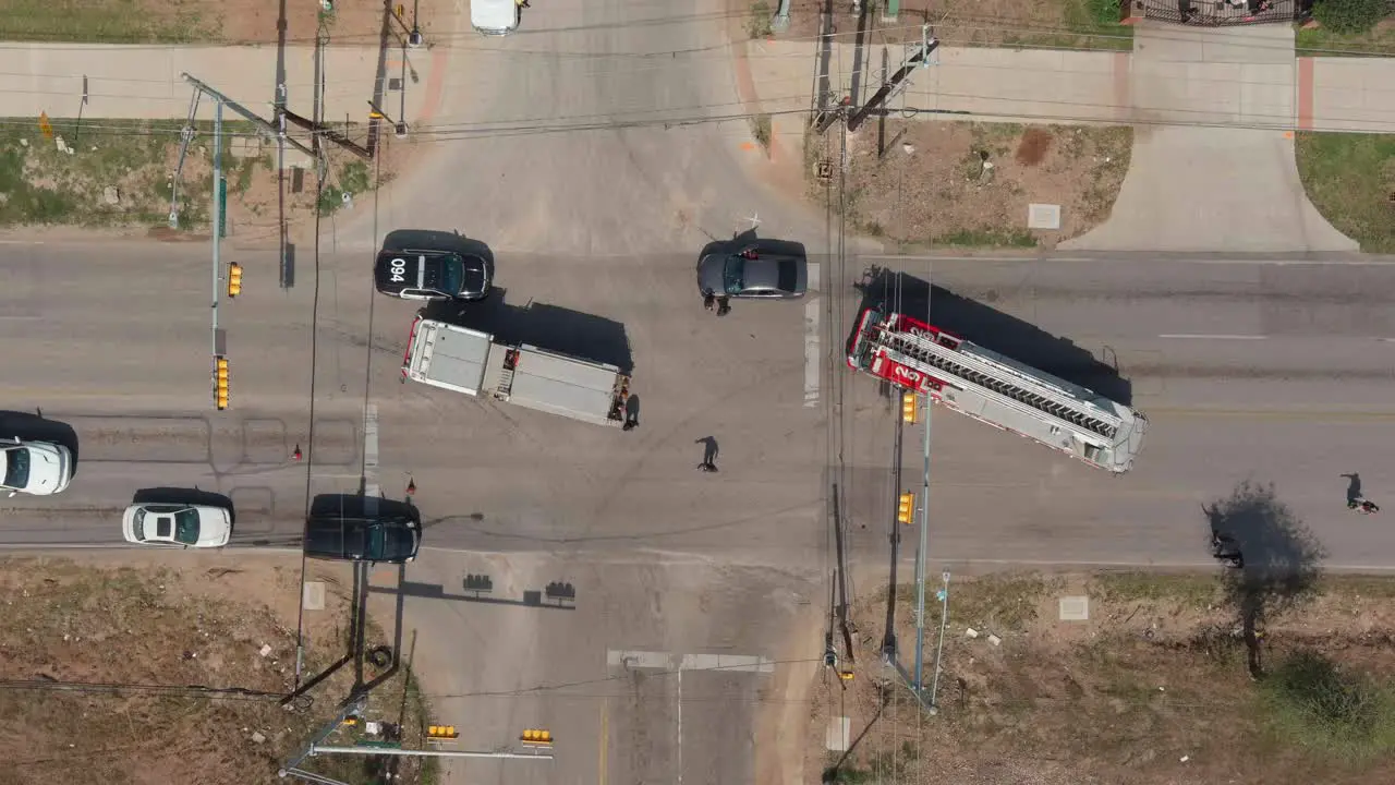 Birds eye view of a car accident that involved a pedestrian