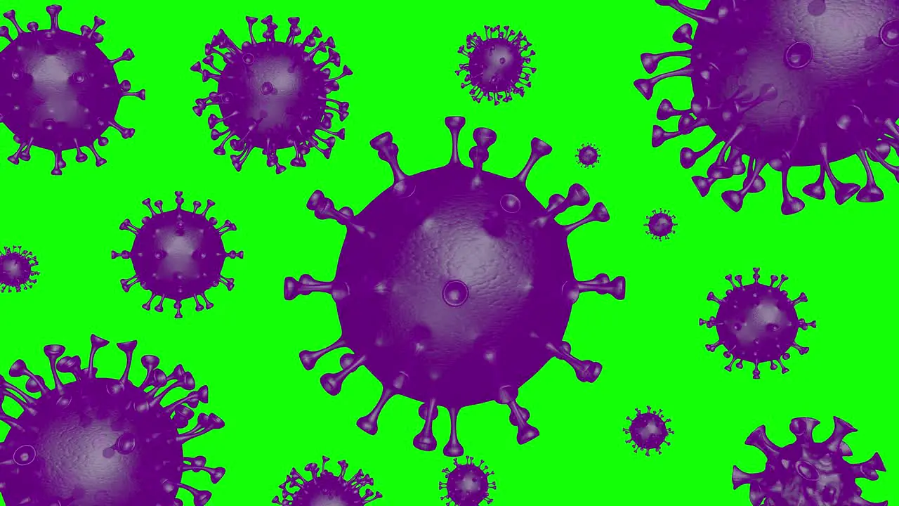 Realistic Corona Virus Floating Animation green screen in 4K