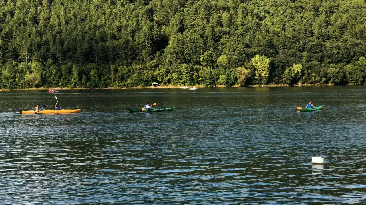 Clip of some kayaks while sailing in the Pancharevo lake Bulgaria