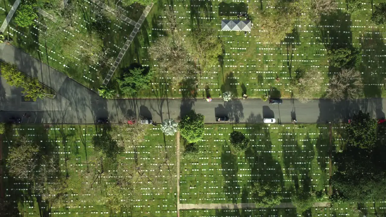 Top down drone shot of Cemetery