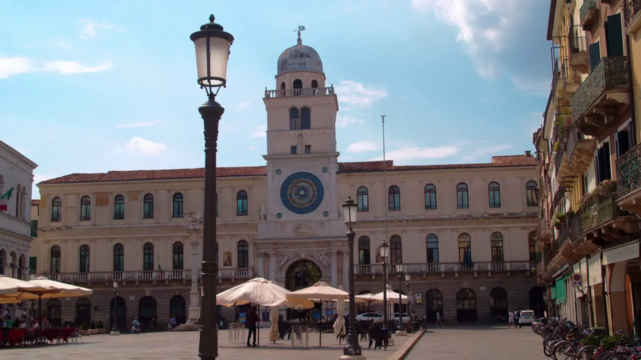 Torre dell'Orologio and Piazza dei Signori in Padua Italy on a Sunny Day