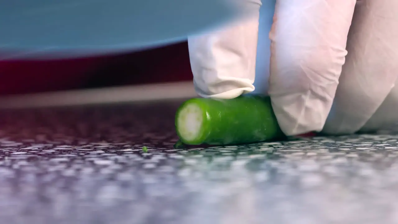 Shot of chopping up a green peppers 4K