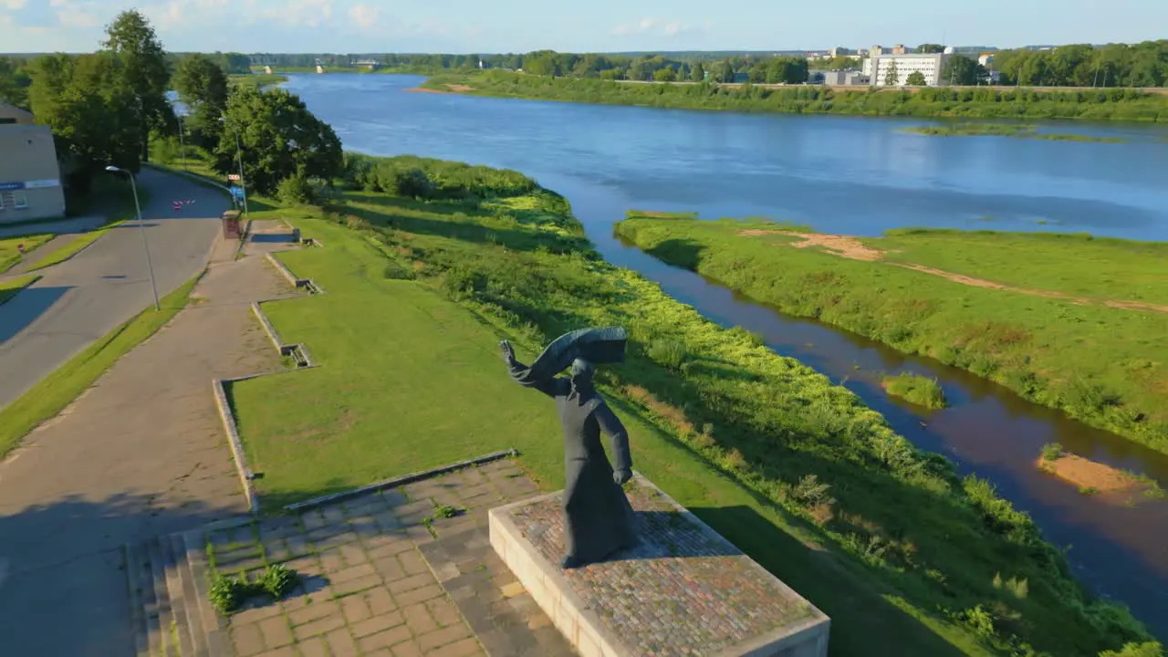 Red Riflemen Daugavpils monument establishing drone shot part 2 of 2