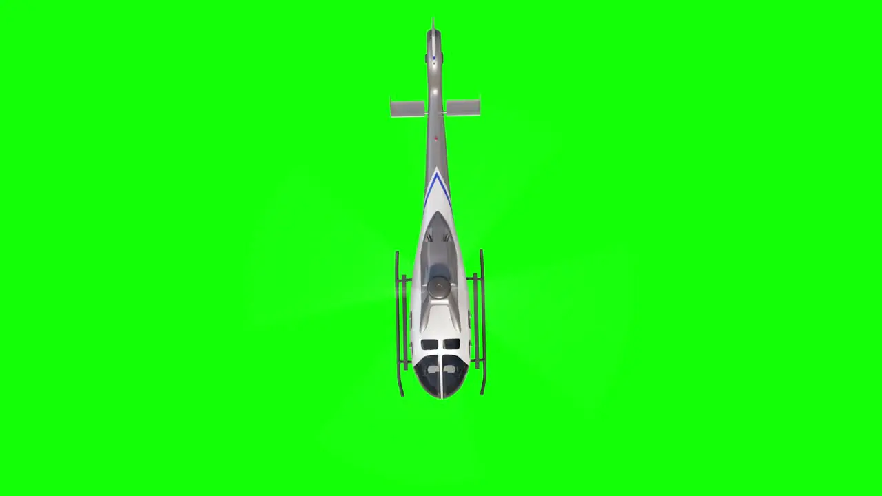 Helicopter from top view in 4K on Green Screen With Alpha Matte