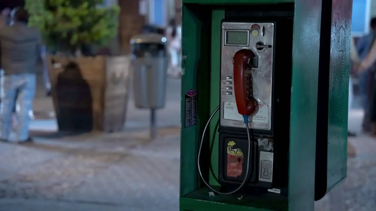 Vintage telephone booth in downtown