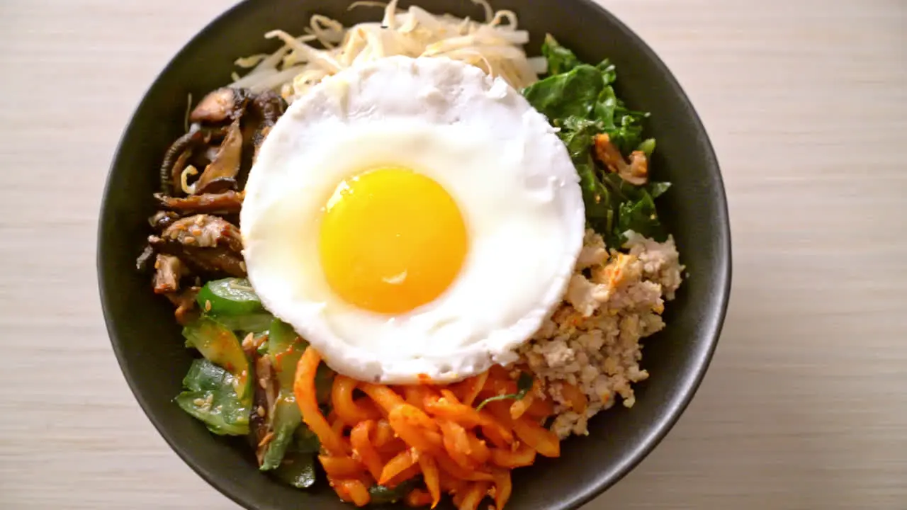 Bibimbap Korean spicy salad with rice bowl traditionally Korean food style