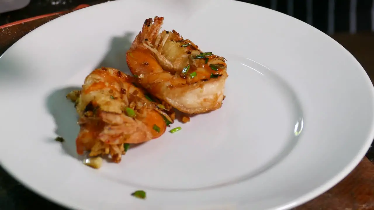 Close-up Footage of Spicy Chilli and Garlic Shrimp One of Famous Thai Street Food Dish