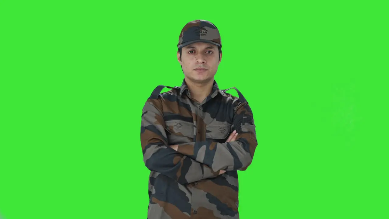 Portrait of Indian army man Green screen