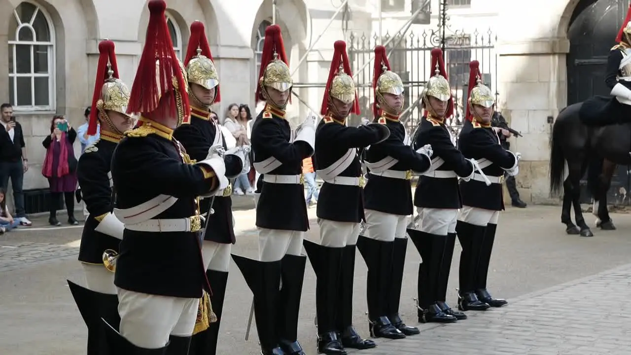 London guards during change having an audience