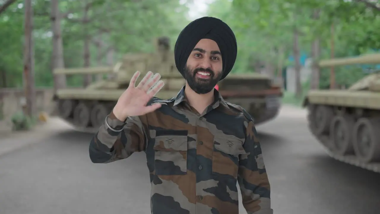 Happy Sikh Indian Army man saying Hello