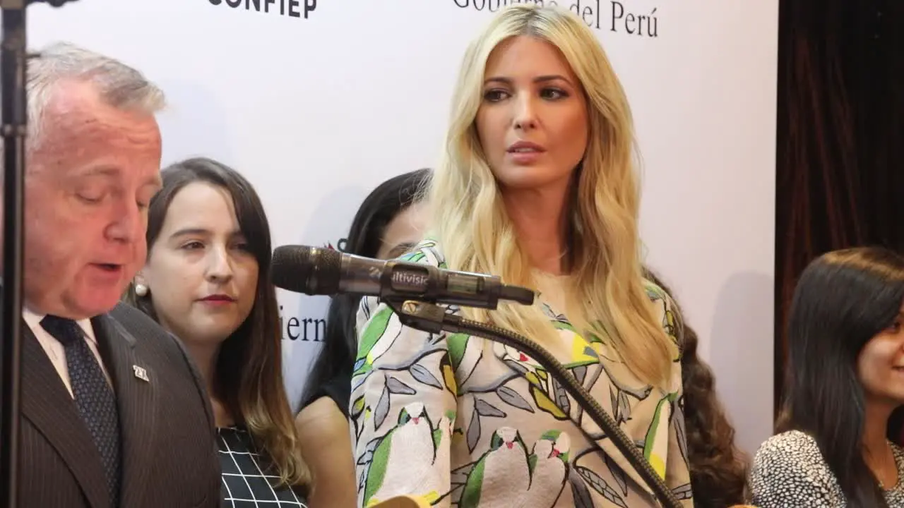 Ivanka Trump at a press conference associated with the Summit for the Americas