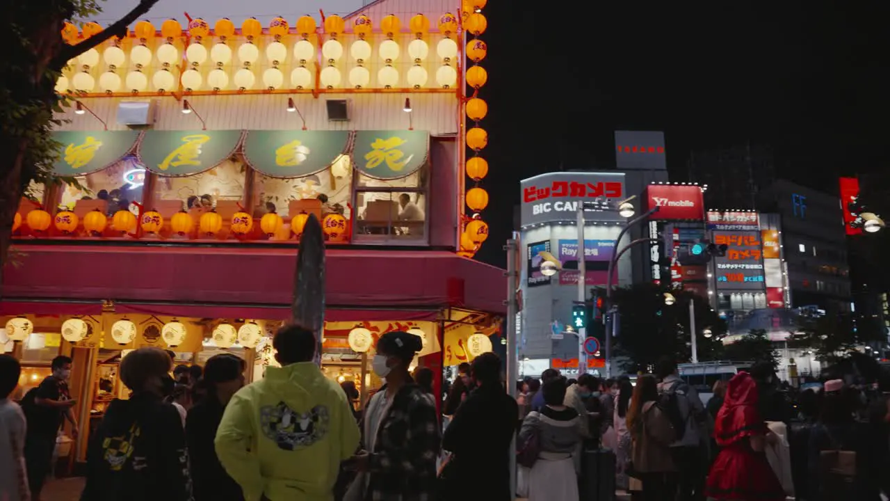 Shinjuku Lantern Restaurant and People in Costumes on Halloween