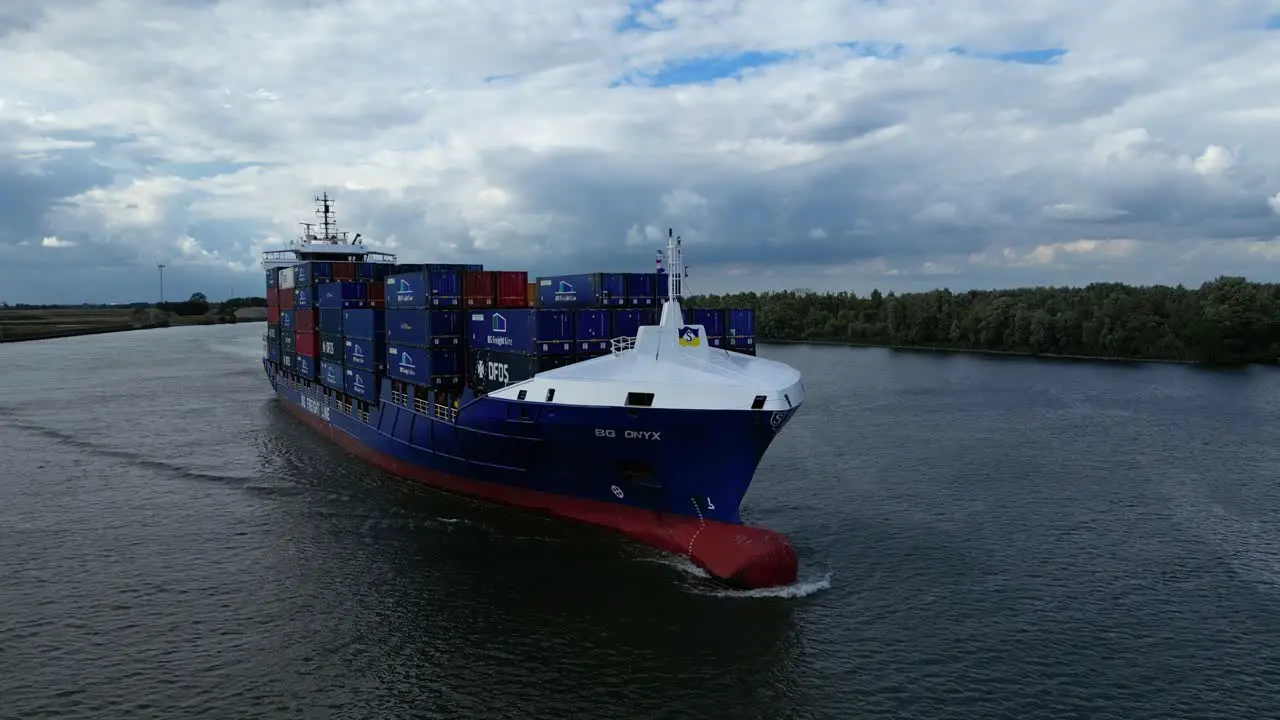 Backwards tracking of container ship transporting goods on river route