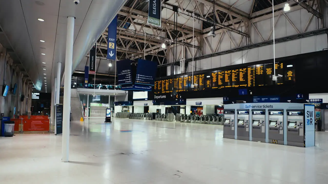 London Waterloo train station empty during coronavirus lockdown England