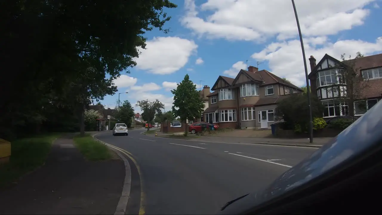 POV Of Car Going Along Station Road Onto Parkside Way In North Harrow