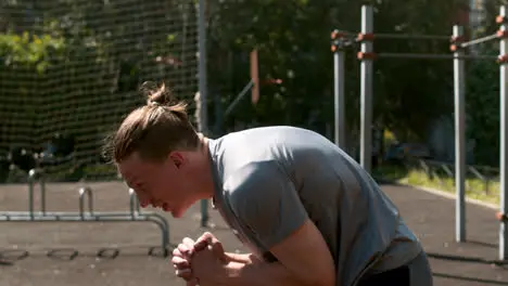 Friends stretching outdoors