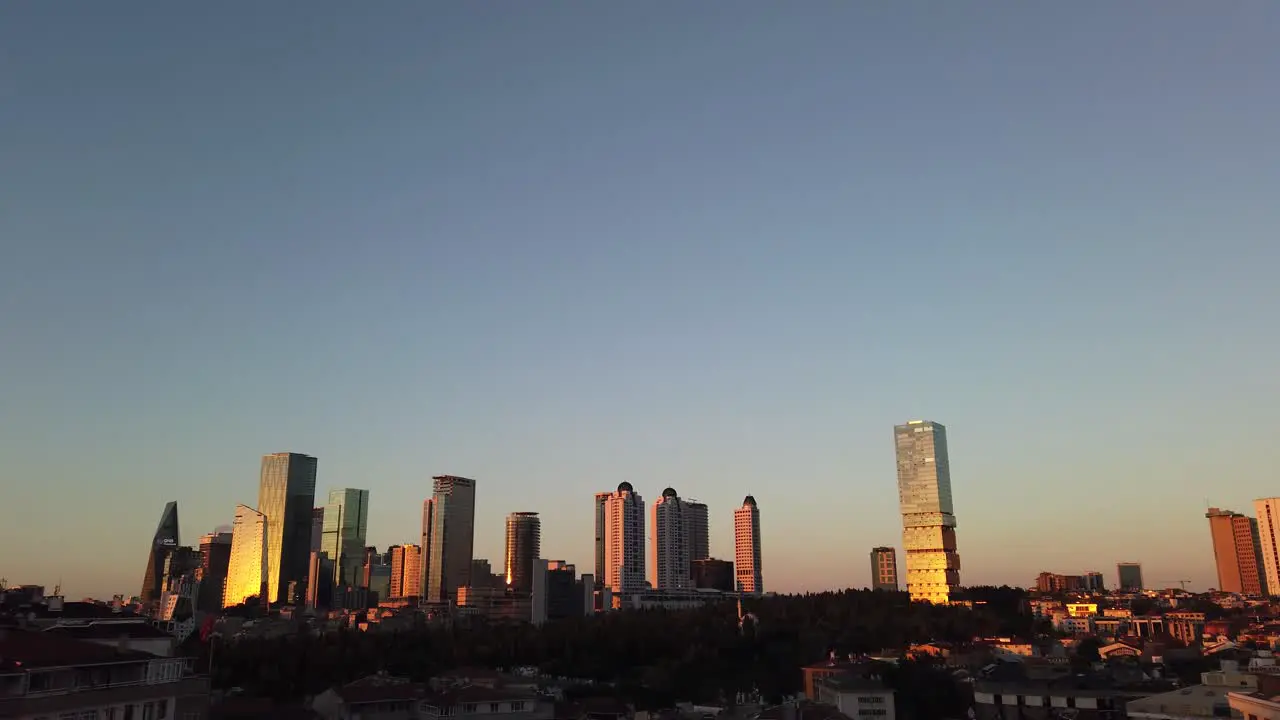 View of Istanbul During Sunset with Skyscrapers