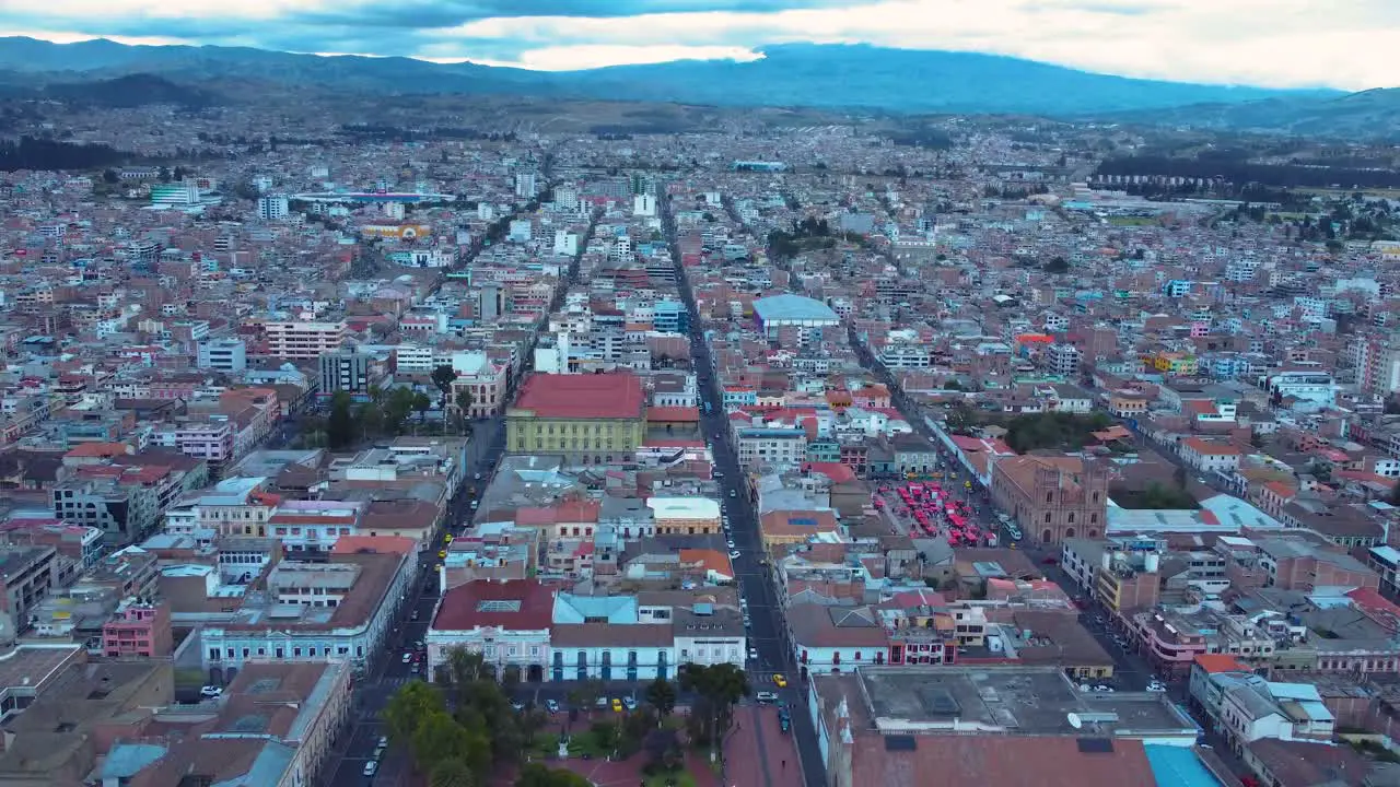 View of the city of Riobamba in Ecuador South America with mountains in the background