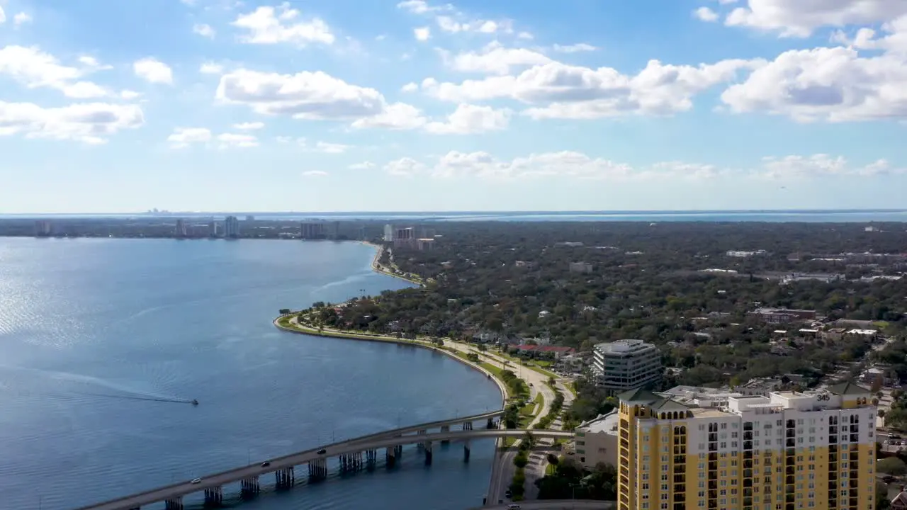 Tampa Bay City Florida Gulf Coast Aerial Drone Establishing View