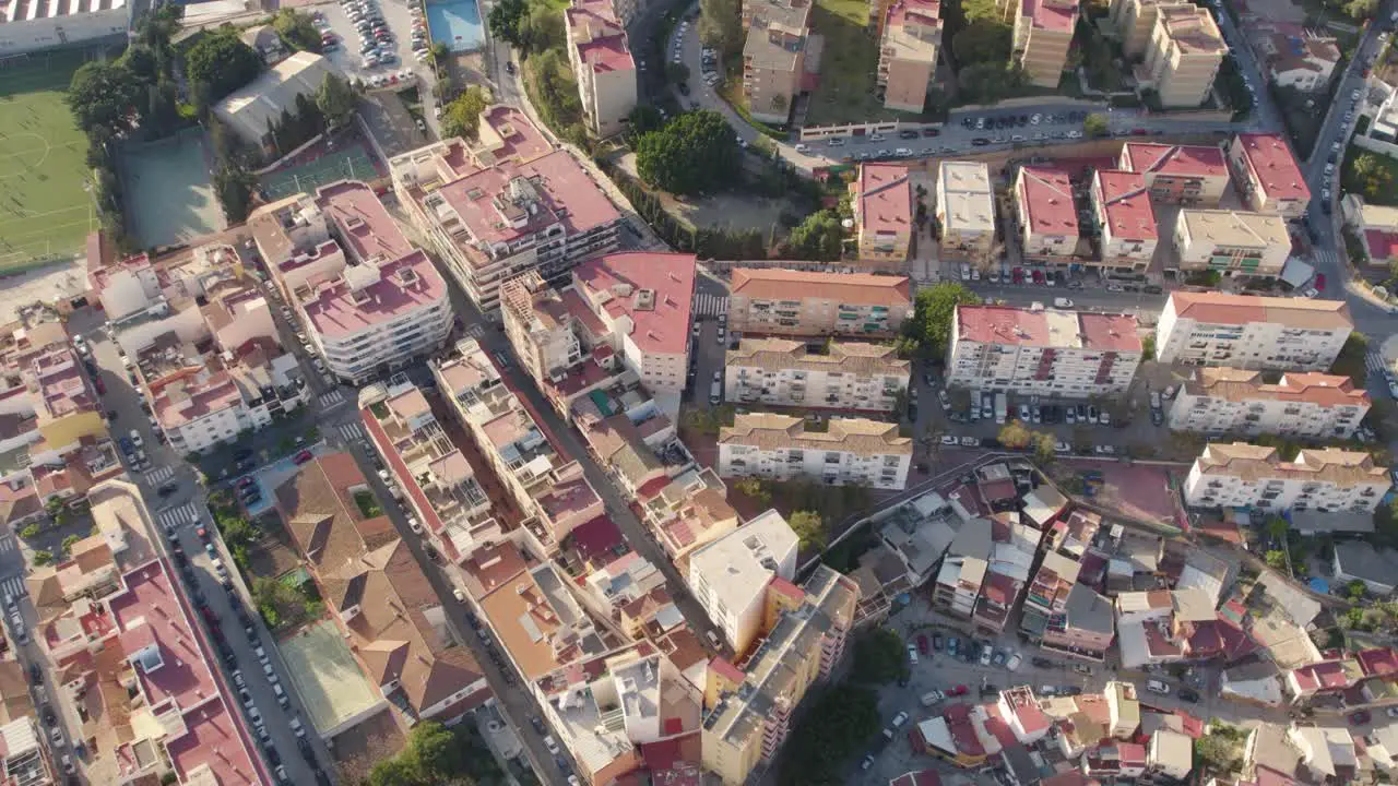 Aerial of residential settlement at San Anton Malaga Spain