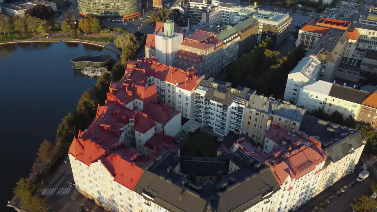 Solid old Helsinki buildings create hidden courtyard aerial view