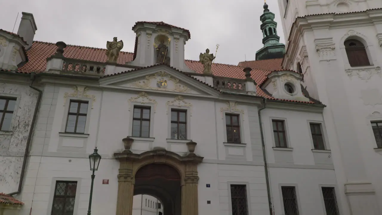 Prague Basilica of Assumption side view during a cloud day