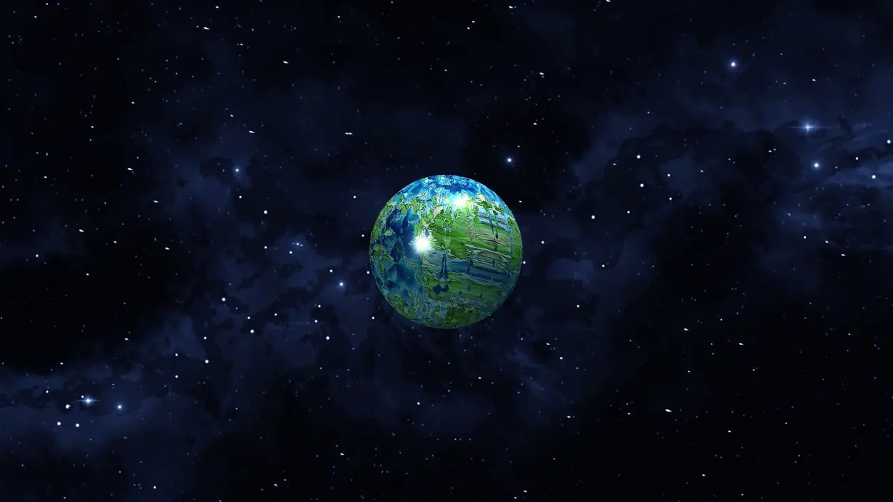 AI orbiting planet on deep space background