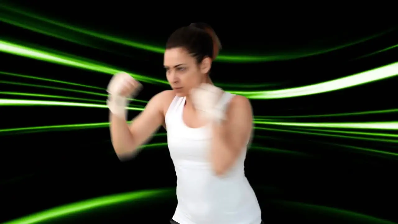 Athletic woman boxing