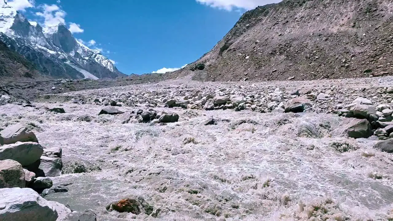 Slo-Mo shot of Ganges flowing from its origin