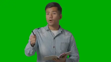 Male Teacher Talking To School University Or College Class In Lesson Against Green Screen 2