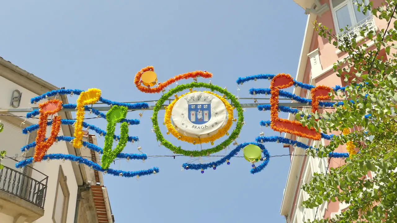 Sao Joao Festival Celebration With Decorative Streets On A Sunny Day In Braga Portugal