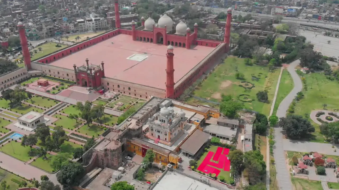 Aerial View Of Badshahi Mosque With Courtyard In Lahore Pakistan