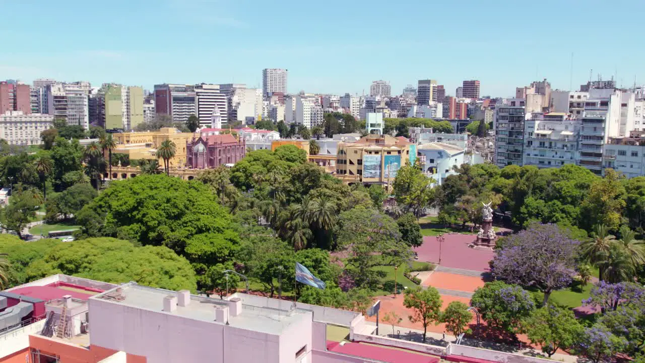 Capital City Skyline in Downtown Buenos Aires Argentina Aerial Establisher