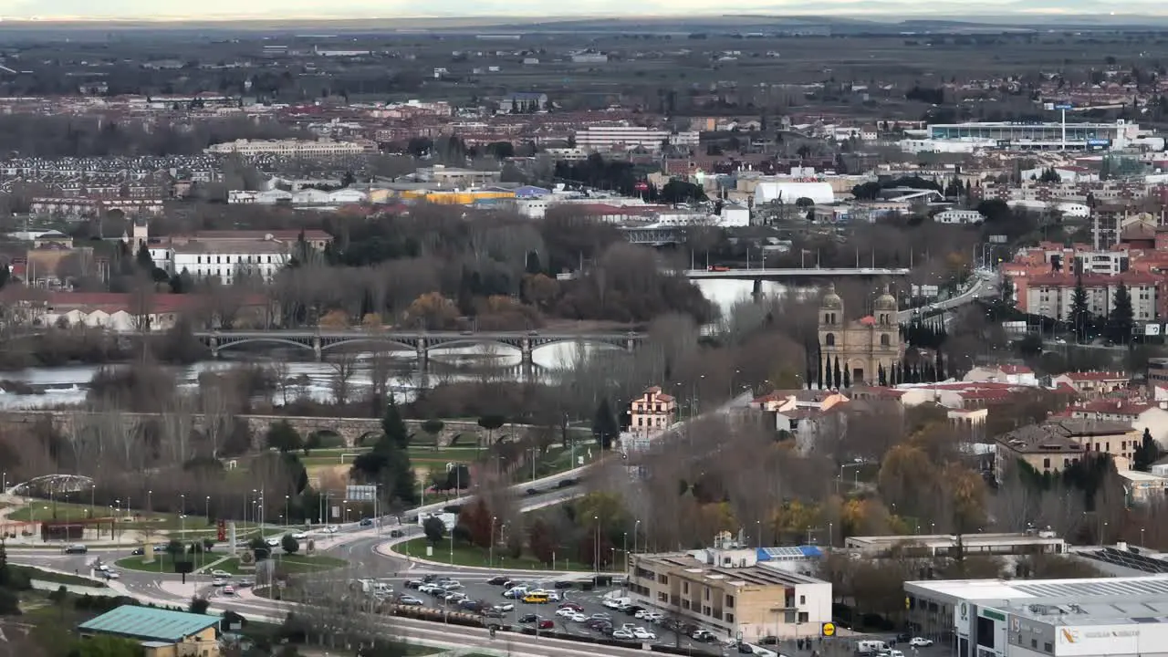 Bird's eye view of Salamanca city in Spain drone aerial video