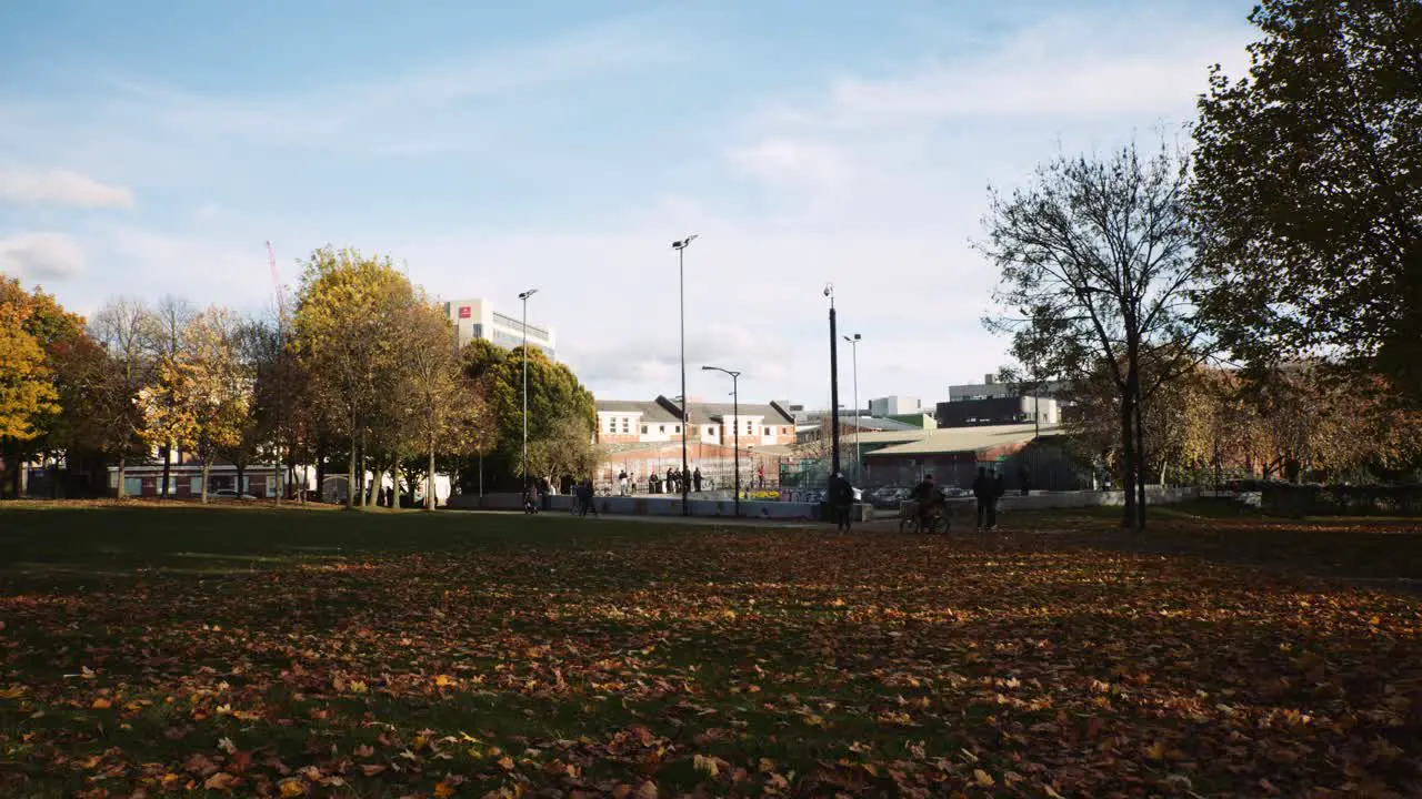 Devonshire Green Park Sheffield South Yorkshire Sunny Day Public Space Skate Park Autumn Leaves